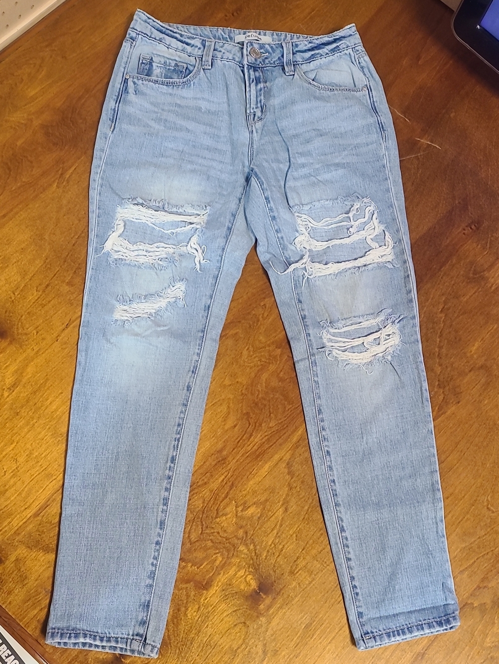 refuge Light Blue Distressed Boyfriend Jeans